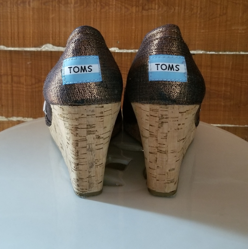 Toms Peep Toe Wedge metallic